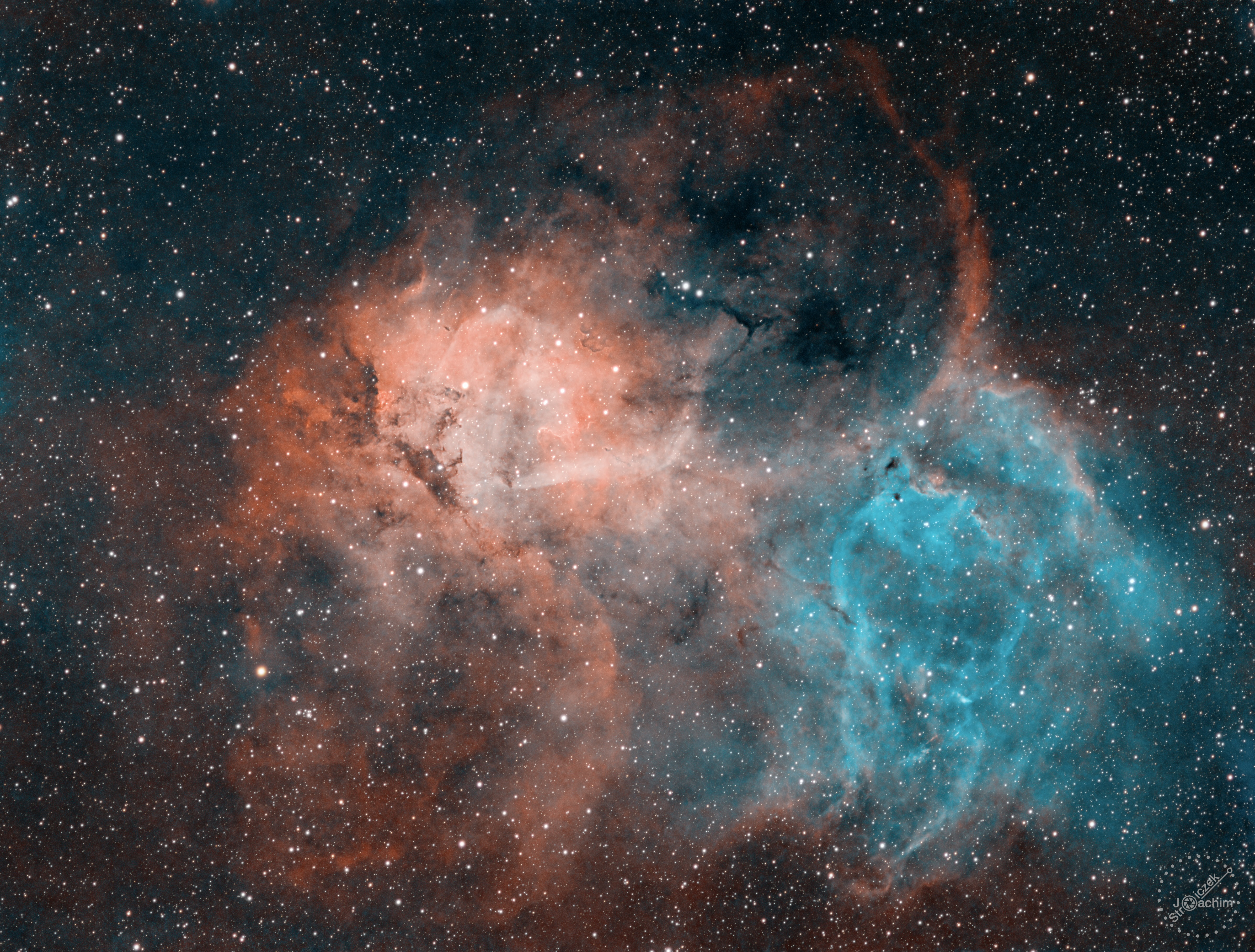 SH2-132 L&ouml;wennebel | 5.-8.9.2023 | ASI183GT | Sharpstar 76 |  30x120s R+G+B + 89x300s Ha + 132x300s OIII (21,4 Std.)